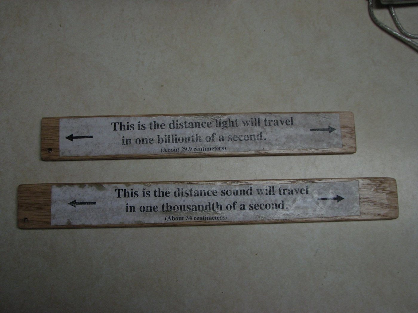 Nanosecond of Light and Millisecond of Sound Sticks